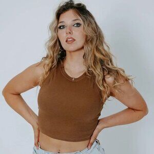 Klassy Network Racerback Brami (Crop) - Brown, Size Medium